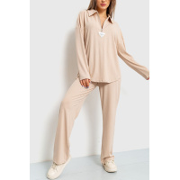 Костюм женский в рубчик повседневный, цвет светло-бежевый, 131R8366