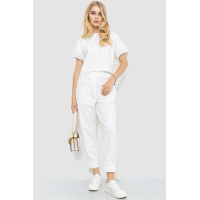 Костюм женский повседневный однотонный, цвет белый, 115R0447-1