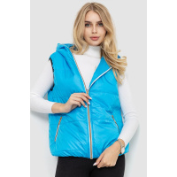 Жилетка женская с капюшоном однотонная, цвет голубой, 102R353