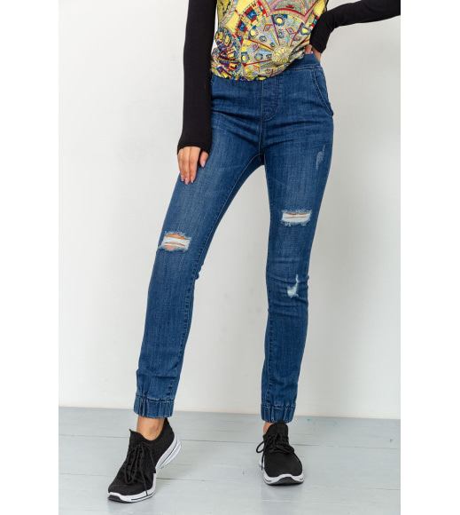 Женские джинсы с манжетами синего цвета 164R139