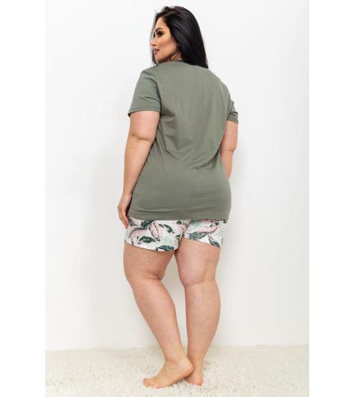 Жіноча піжама з принтом, колір оливковий, 219RF-023