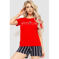 Пижама женская с принтом, цвет красно-черный, 219RF-2054