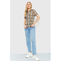 Рубашка женская в клетку, цвет коричнево-серый, 230R061-11