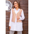 Женская рубашка, с жилетом в бело-терракотовую полоску, 119R320-1