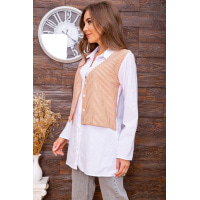 Жіноча сорочка, з жилетом в біло-теракотову смужку, 119R320-1