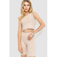 Костюм женский в рубчик повседневный, цвет светло-бежевый, 214R700