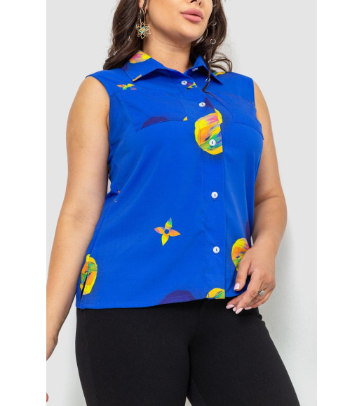 Блуза без рукавов с принтом, цвет синий, 102R068-6