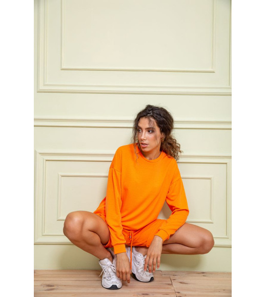 Жіночий спортивний костюм шорти + кофта помаранчевого кольору 131R004-1