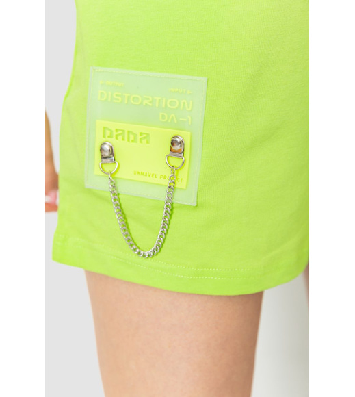 Костюм женский повседневный футболка+шорты, цвет салатовый, 198R2011