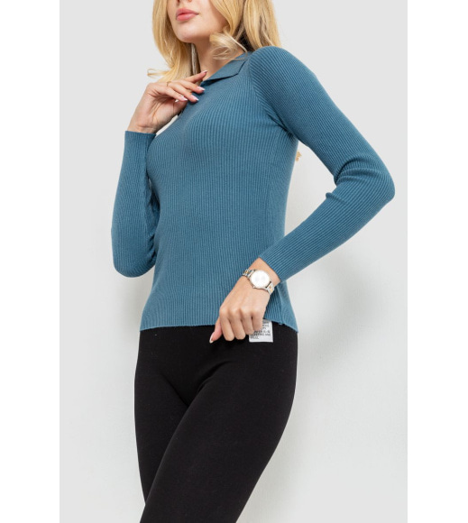 Кофта женская в рубчик, цвет джинс, 204R015
