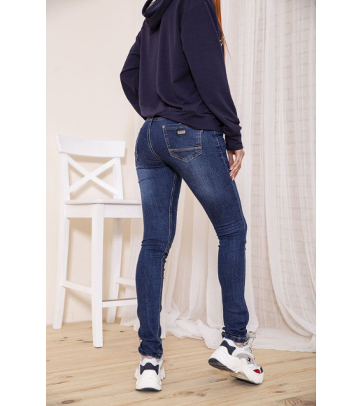 Жіночі джинси скінні синього кольору 129R603