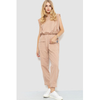 Костюм женский однотонный, цвет бежевый, 115R0446-1