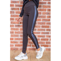 Женские лосины с лампасами черно-синего цвета 172R408