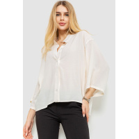 Блуза классическая однтонная, цвет молочный, 102R332-3