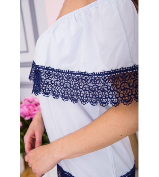 Шифонова блуза з відкритими плечами колір Сіро-блакитний 119R1540-14