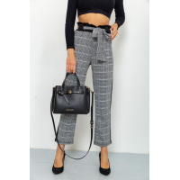Женские укороченные брюки в клетку с лампасами цвет Серый 172R9314-1