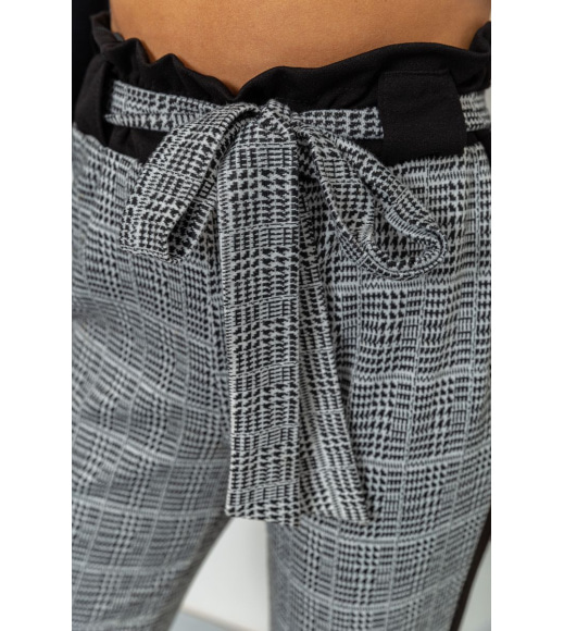 Жіночі вкорочені штани в клітку з лампасами колір Сірий 172R9314-1