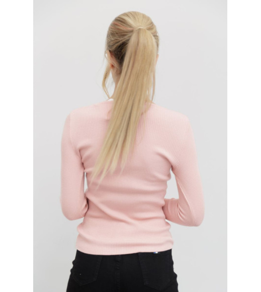 Кофта жіноча базова в рубчик, колір світло-рожевий, 204R002