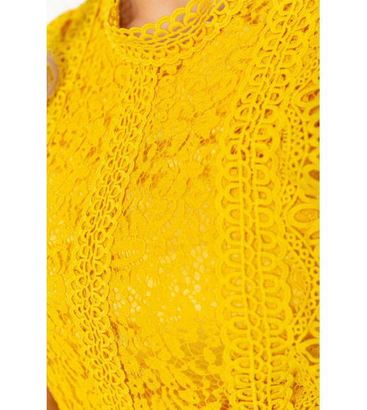 Блуза женская гипюровая классическая, цвет горчичный, 204R150