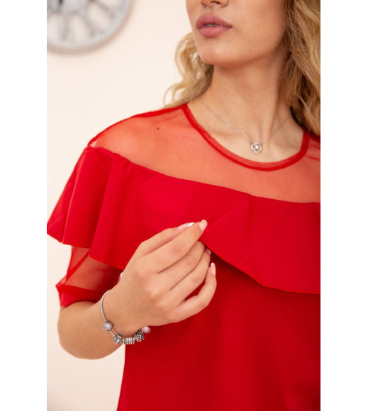 Блузка с воланами на плечах цвет Красный 172R46-1