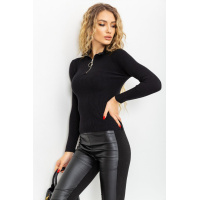 Кофта женская в рубчик, цвет черный, 221R001