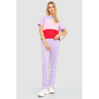 Костюм женский трехцветный повседневный, цвет сиренево-розовый, 230R2139