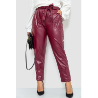 Брюки из искусственной кожи женские, цвет бордовый, 102R5145