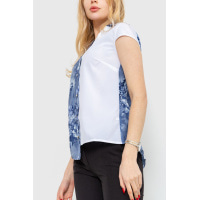 Блуза с цветоным принтом, цвет сине-белый, 230R99-5