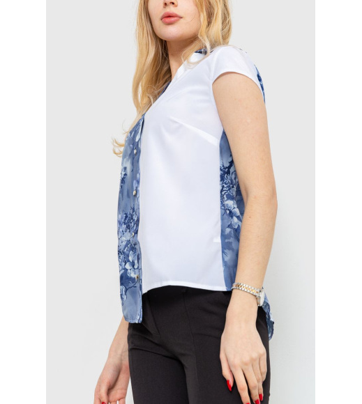 Блуза с цветоным принтом, цвет сине-белый, 230R99-5