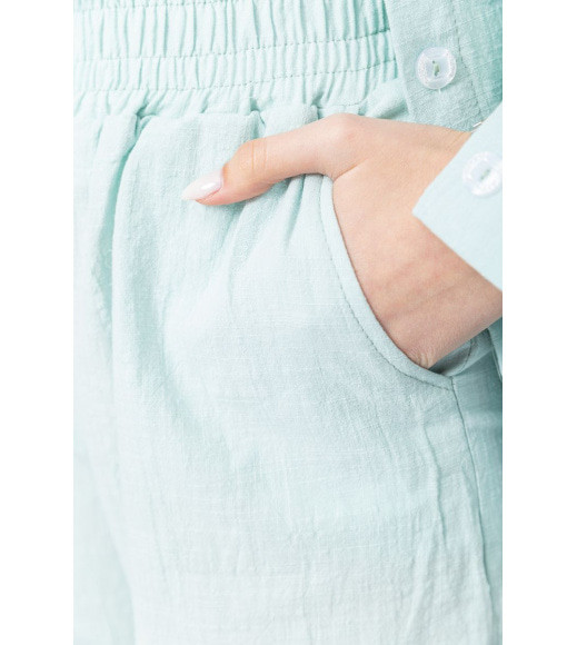 Костюм жіночий вільного крою тканина льон, колір світло-м'ятний, 177R026