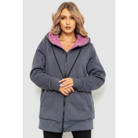 Кофта женская с мехом тедди, цвет серо-сиреневый, 102R360