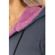 Кофта женская с мехом тедди, цвет серо-сиреневый, 102R360