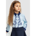 Блузка нарядна для дівчаток, колір синьо-білий, 172R026