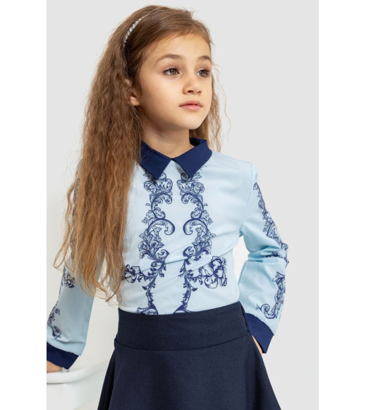 Блузка нарядна для дівчаток, колір синьо-білий, 172R026