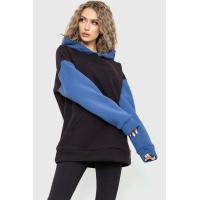 Худи женский на флисе, цвет черно-синий, 102R312