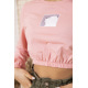 Женский укороченный свитшот, персикового цвета, 119R492