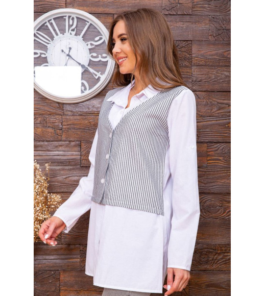 Женская рубашка, с жилетом в бело-серую полоску, 119R320-1