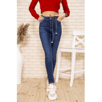 Темно-синие женские джинсы скинни с поясом 164R1180-7