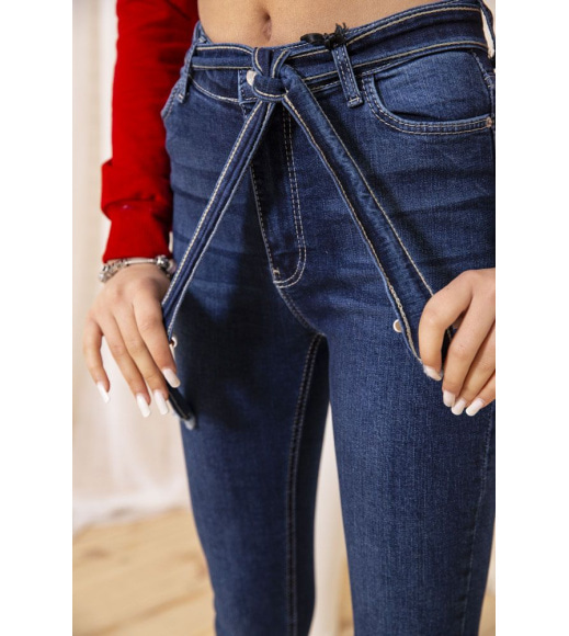 Темно-синие женские джинсы скинни с поясом 164R1180-7