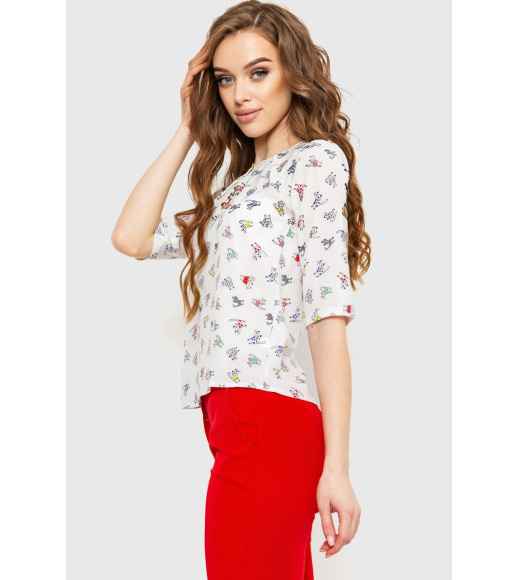 Блуза с принтом, цвет молочный, 230R1121
