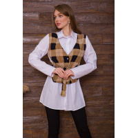 Женская рубашка с декором, бело-коричневого цвета, 119R321