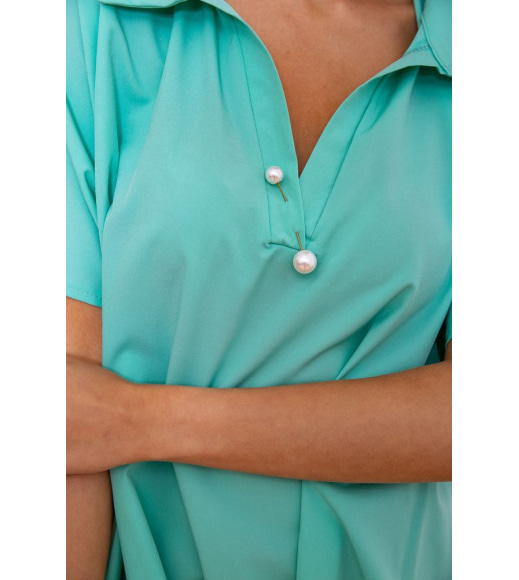 Шифонова блуза з короткими рукавами м'ятного кольору 172R24-1