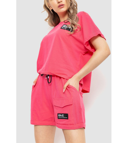Костюм жіночий повсякденний футболка+шорти, колір рожевий, 198R127