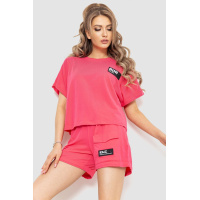 Костюм женский повседневный футболка+шорты, цвет розовый, 198R127