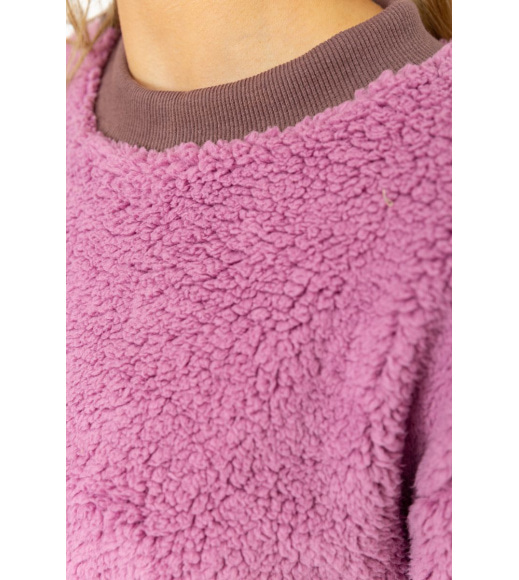 Свитшот женский меховой Тедди, цвет сливовый, 102R5204