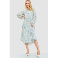 Платье шифоновое на подкладке, цвет бирюзово-бежевый, 214R9002