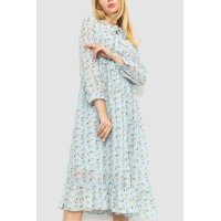 Платье шифоновое на подкладке, цвет бирюзово-бежевый, 214R9002