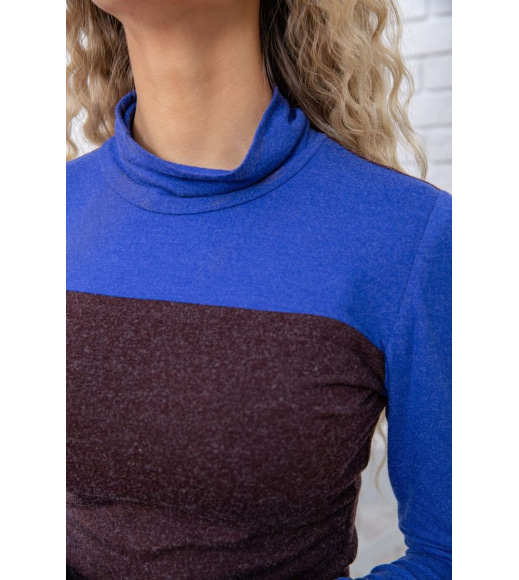 Мини-платье с длинными рукавами, сине-коричневого цвета, 167R148-1