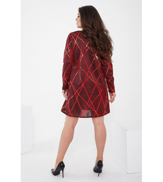 Короткое платье, красного цвета, из люрекса, 153R4052