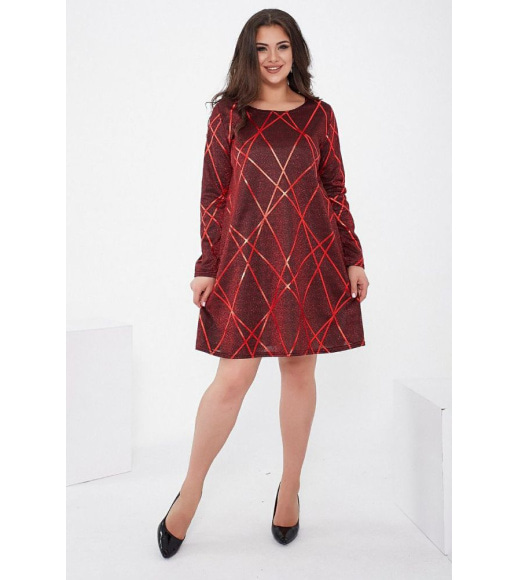 Короткое платье, красного цвета, из люрекса, 153R4052